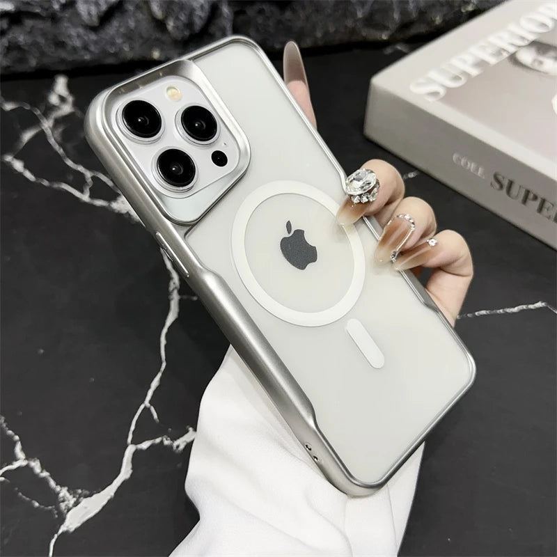 Coque souple transparente avec cadre plaqué pour iPhone 