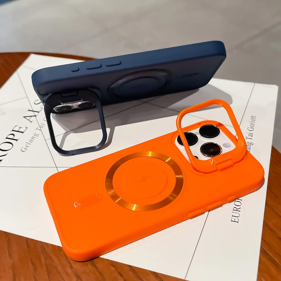 Étui souple avec support d'objectif magnétique pour iPhone 