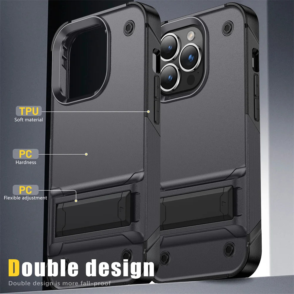 Matte Bracket Shockproof Hard Case For iPhone