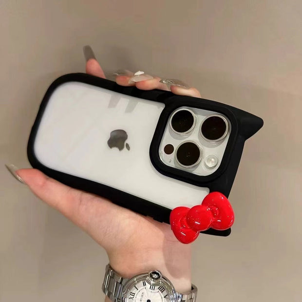 Cat Ears Bow Clear Case for iPhone