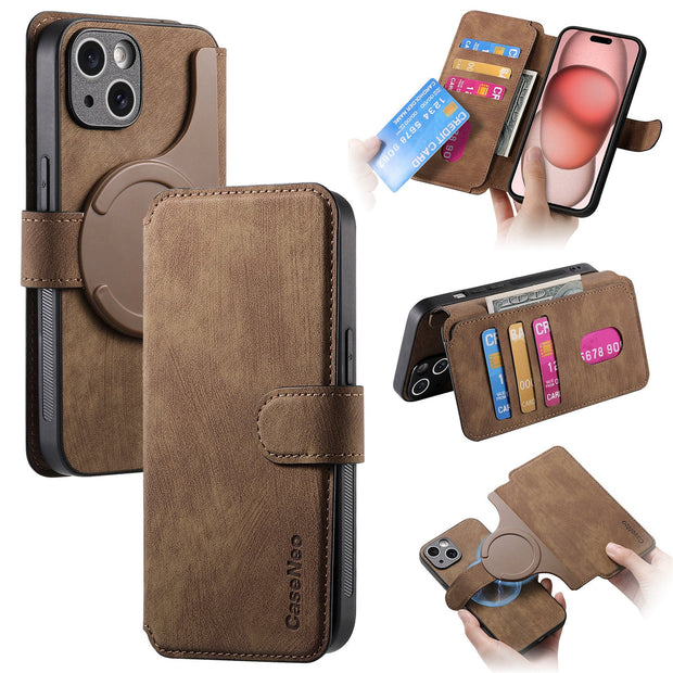 Detachable Tumbled Leather Flip Case for iPhone