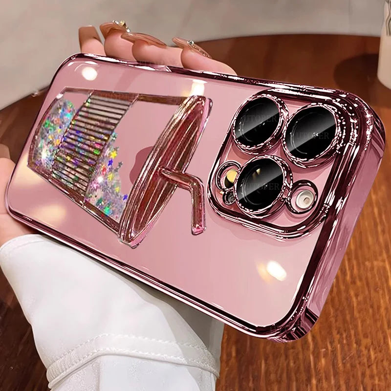 Plating Quicksand Cup Soft Case for iPhone