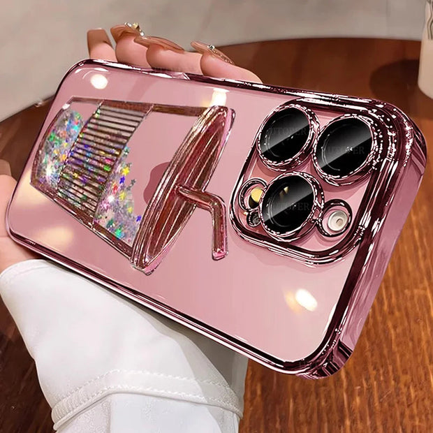 Plating Quicksand Cup Soft Case for iPhone