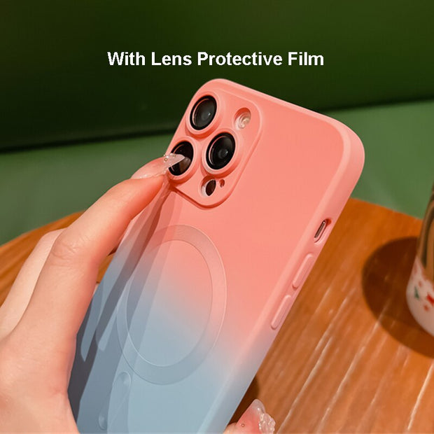 Lens Protective Silicone Magnetic Case for iPhone