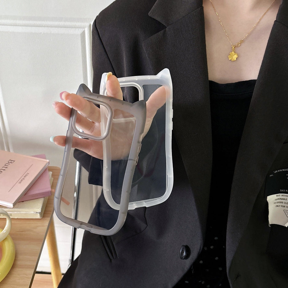 Cute Cat Ears Transparent Soft Case for iPhone