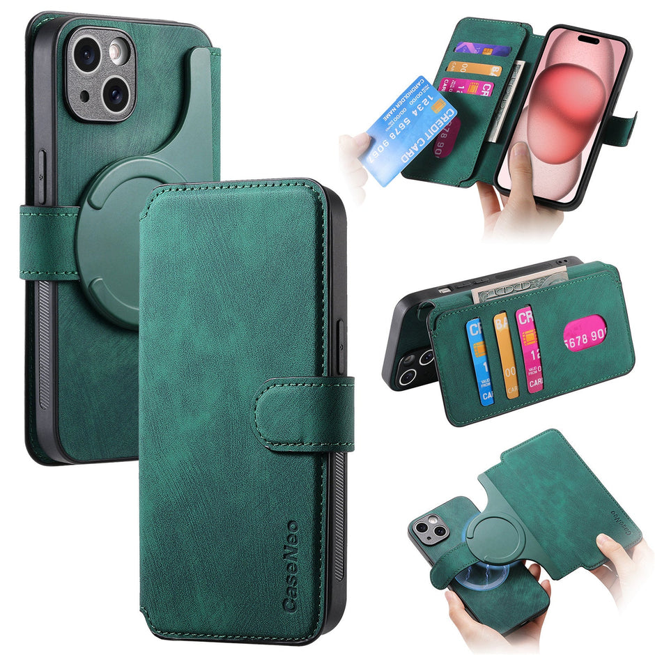 Detachable Tumbled Leather Flip Case for iPhone