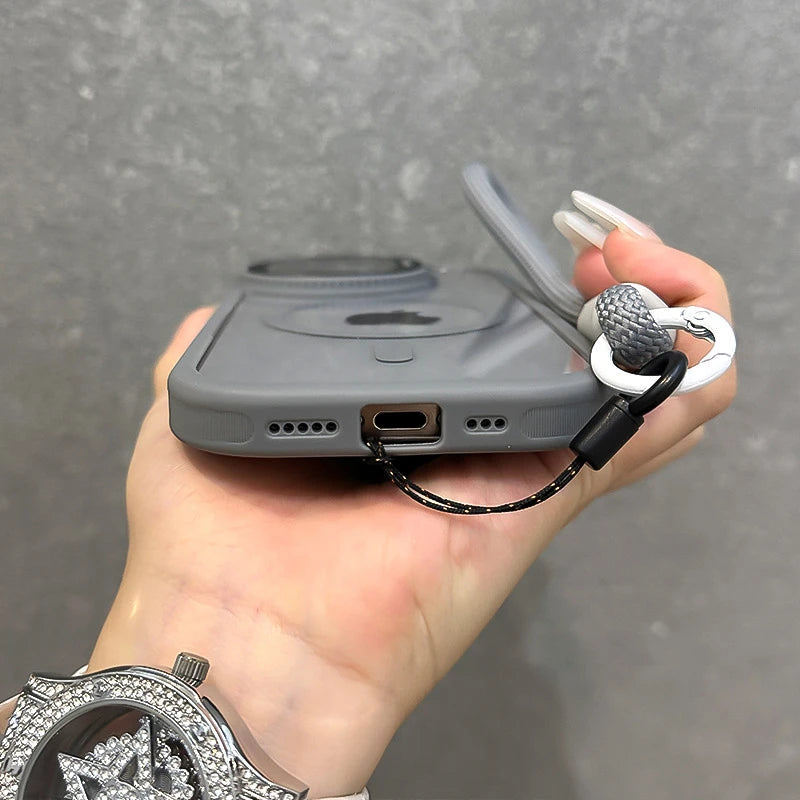 Fold Glass Lens Stand Magnetic Transparent Case For iPhone