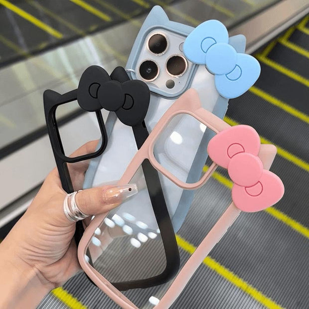 Bow Tie Cat Ears Transparent Case for iPhone