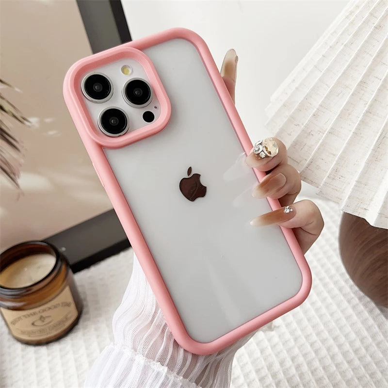 Candy Color Transparent Case For iPhone