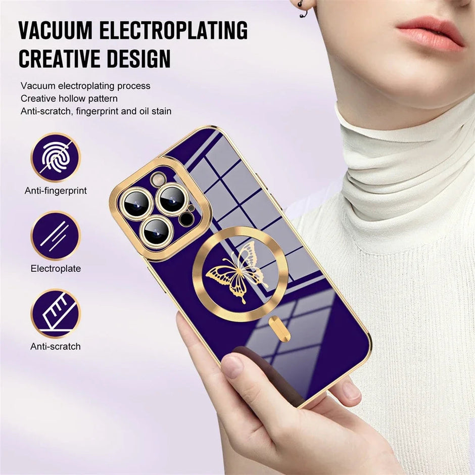 Coque souple plaquée papillon pour iPhone 