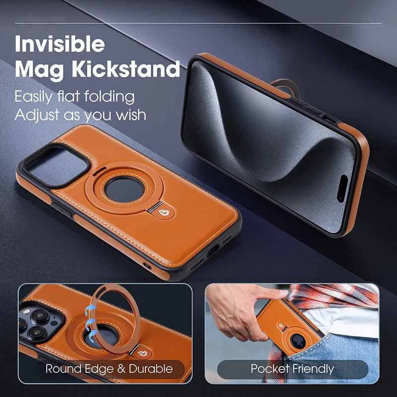 Holder Stand Leather Case for iPhone