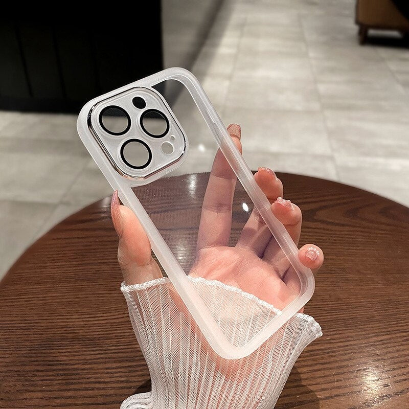 Lens Protective Clear Silicone Case For iPhone