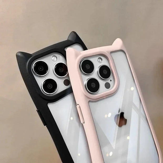 Cute Cat Ears Acrylic Clear Case for iPhone