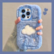 Étui brodé en peluche avec protection d'objectif pour iPhone 