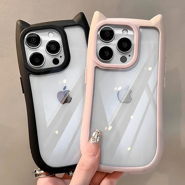 Cute Cat Ears Acrylic Clear Case for iPhone