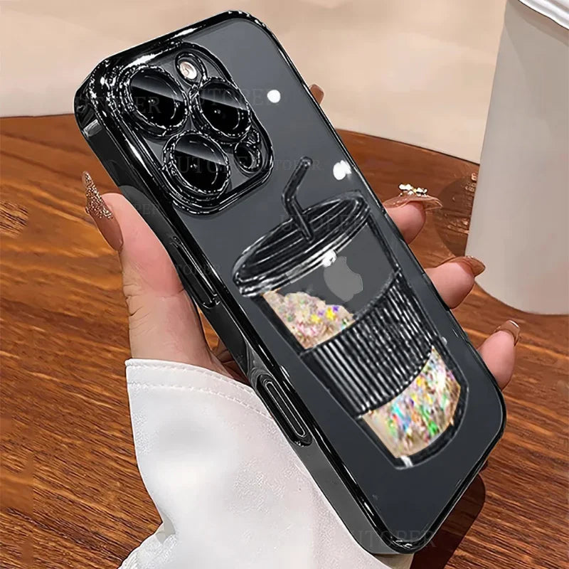 Plating Quicksand Cup Soft Case for iPhone