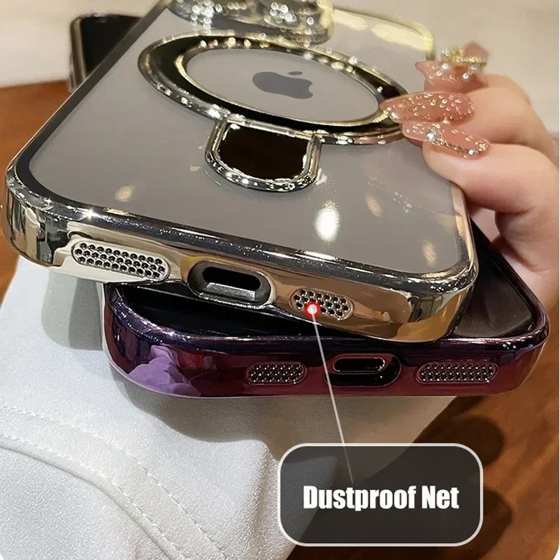 Coque transparente avec support de placage pour iPhone 