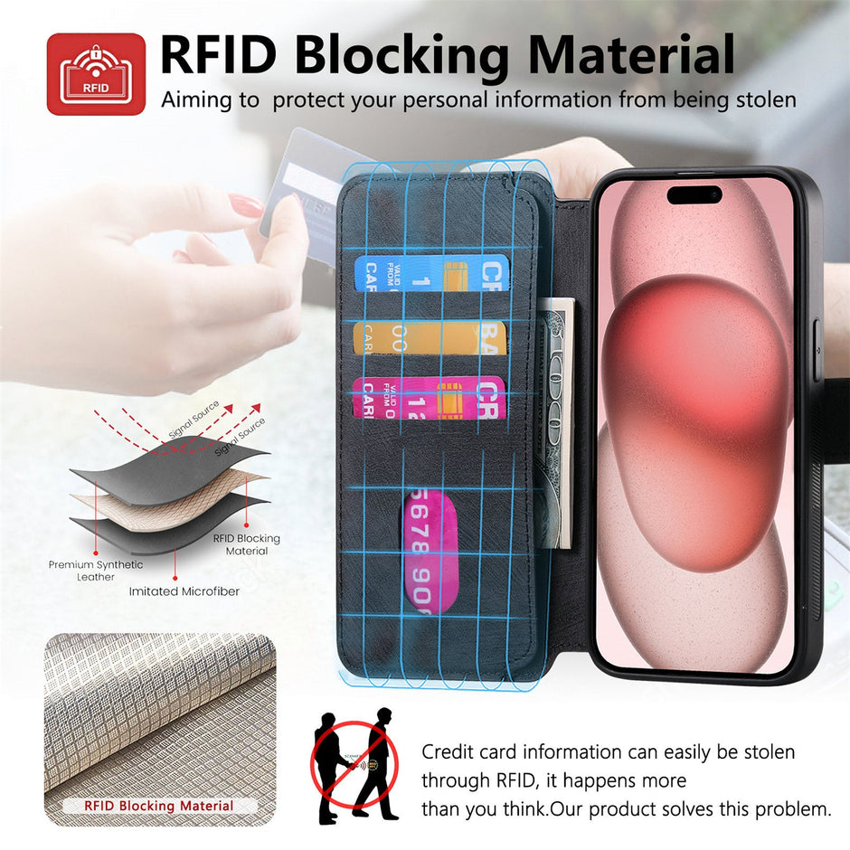 Detachable Tumbled Leather Flip Case for iPhone