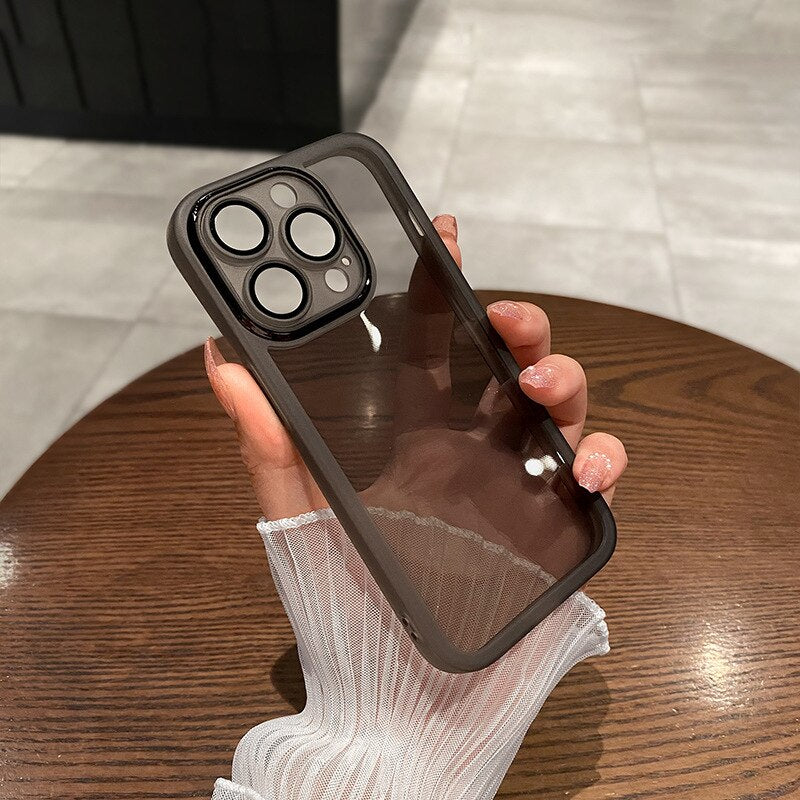 Lens Protective Clear Silicone Case For iPhone