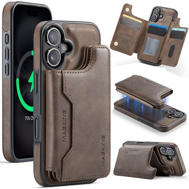2 in 1 Magnetic Leather Wallet Case for iPhone