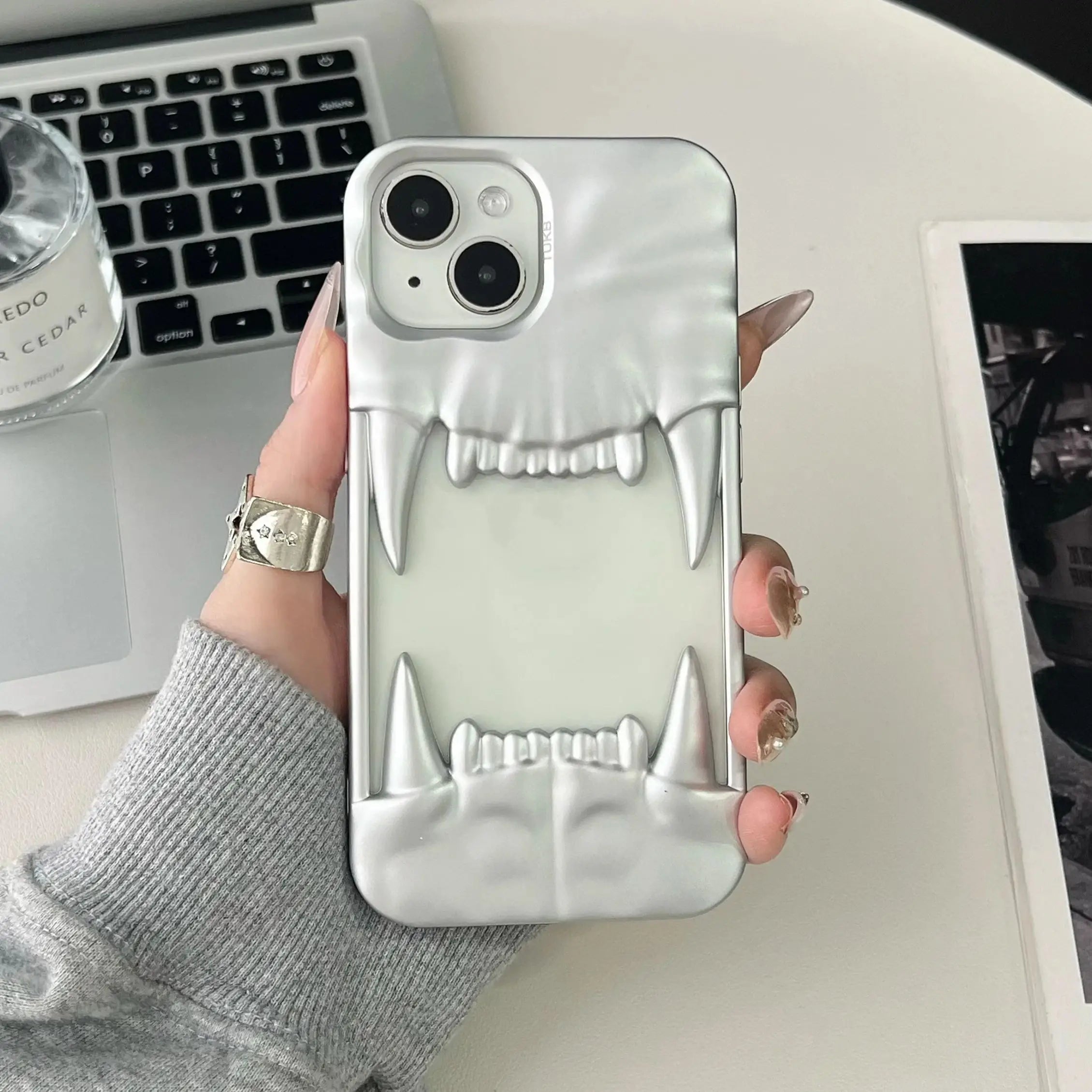 3D Pleated Hollow Tiger Tooth Matte Case For iPhone