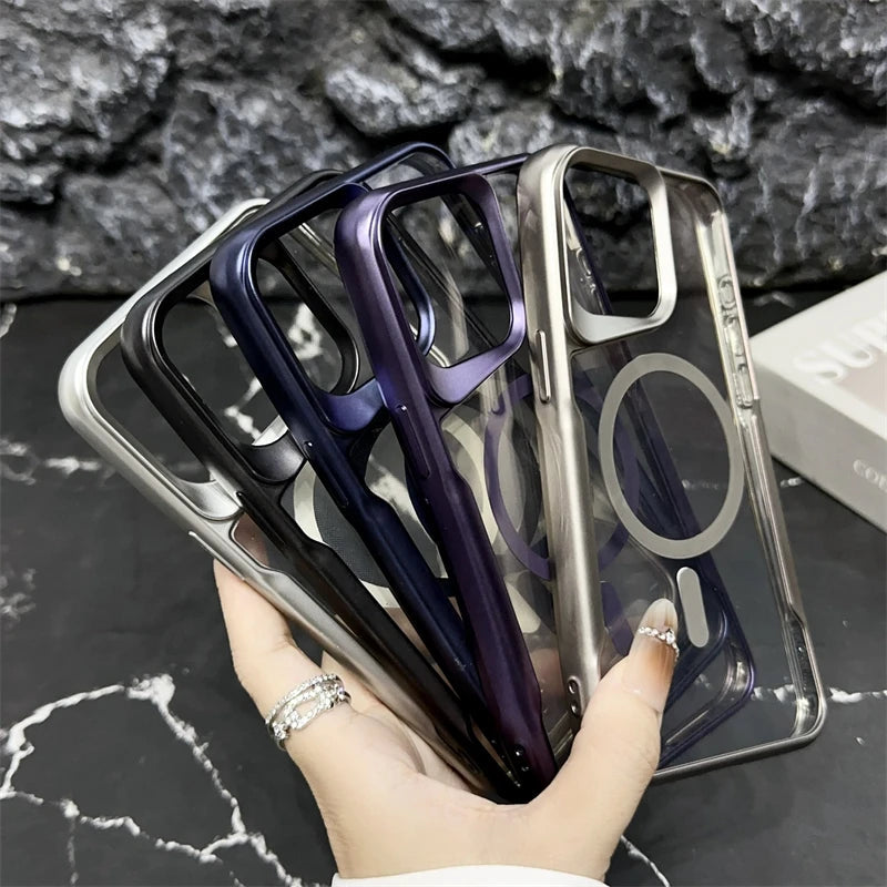 Coque souple transparente avec cadre plaqué pour iPhone 