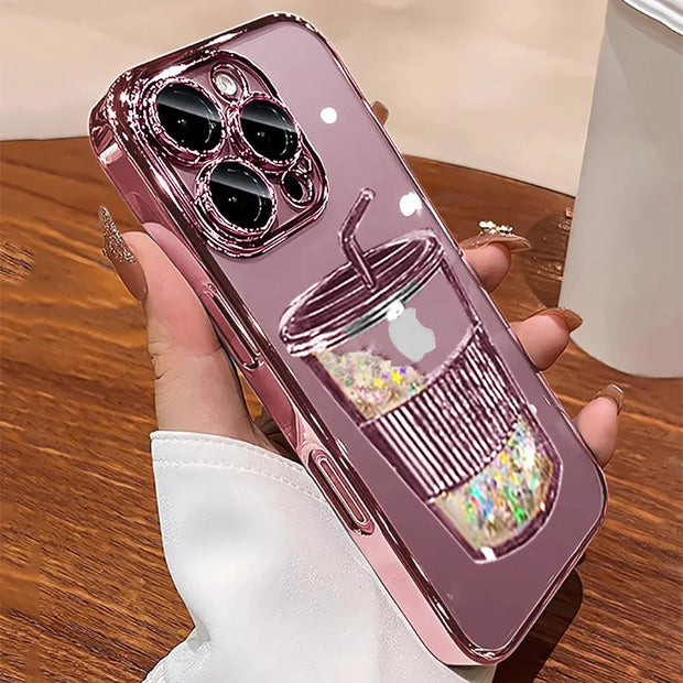 Plating Quicksand Cup Soft Case for iPhone