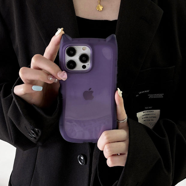 Cute Cat Ears Transparent Soft Case for iPhone