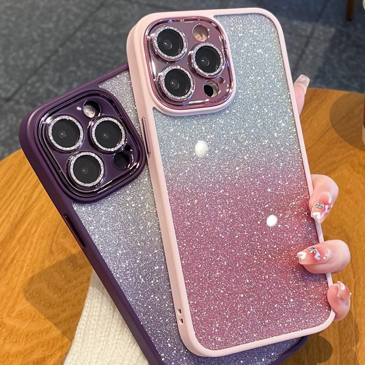 Lens Protection Glitter Gradient Case for iPhone