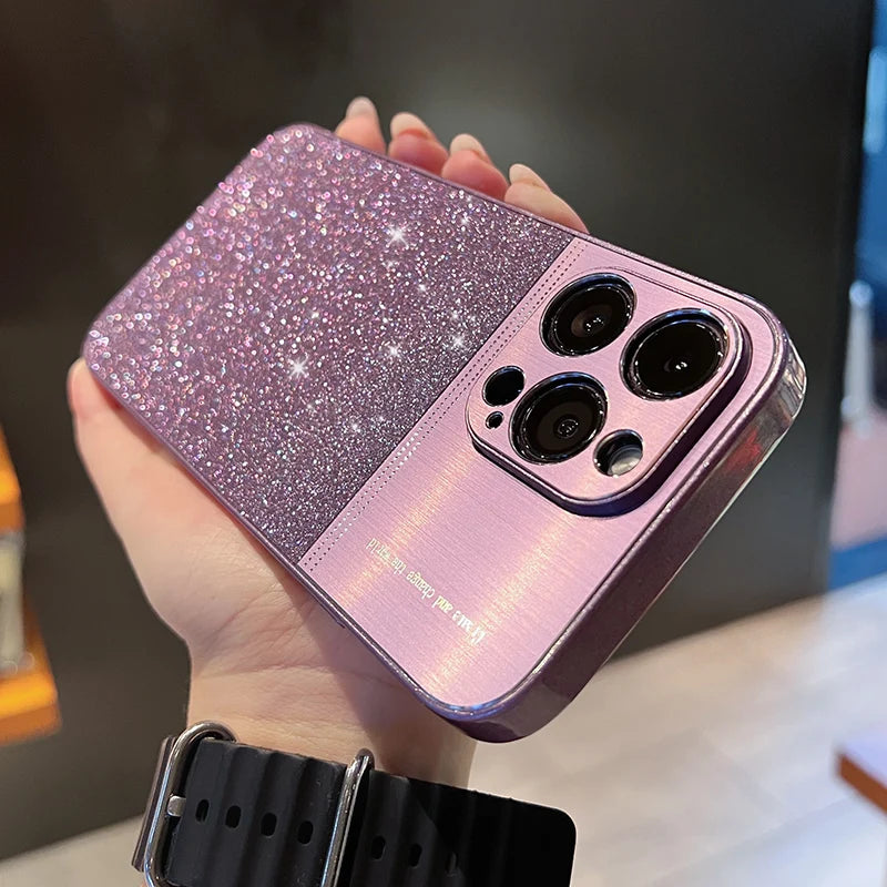 Coque brillante à paillettes laser pour iPhone 
