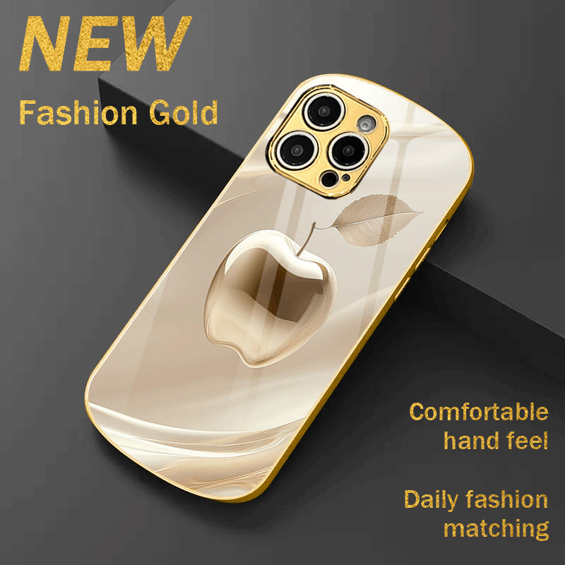 Coque rigide ovale à motif pomme pour iPhone 