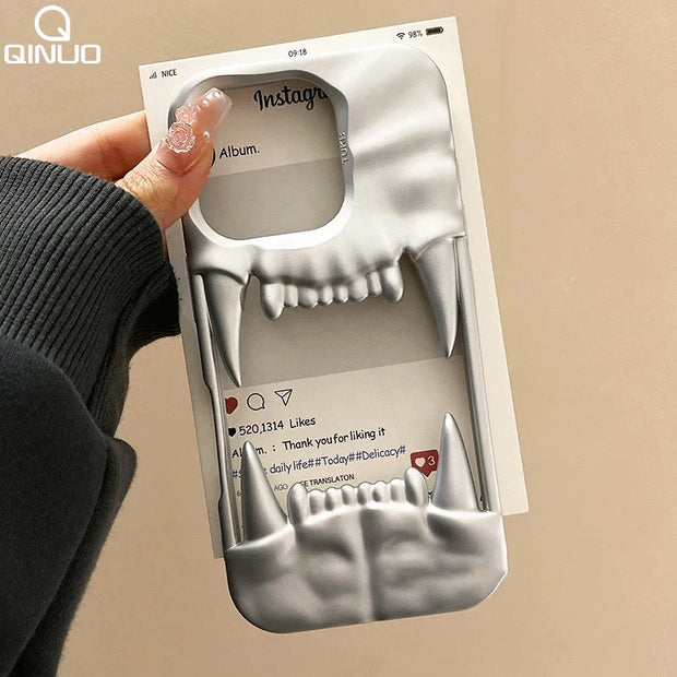 3D Pleated Hollow Tiger Tooth Matte Case For iPhone