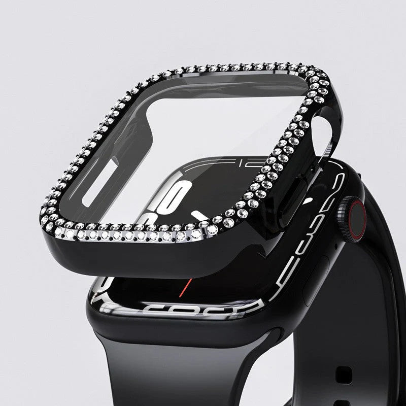 Rhinestone Case Cover With Tempered Glass