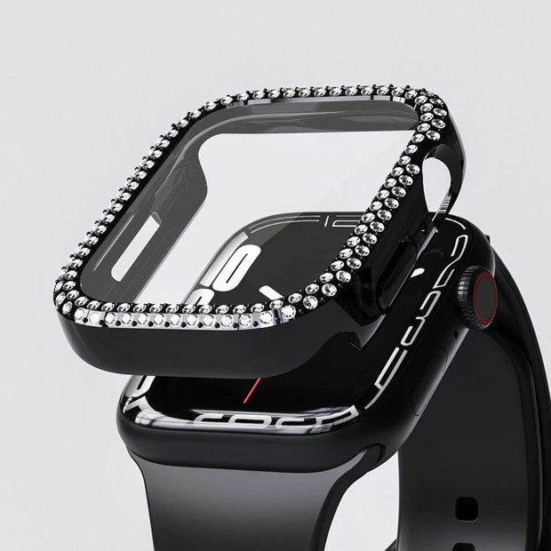 Rhinestone Case Cover With Tempered Glass