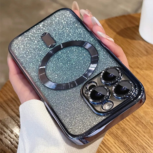 Plating Gradient Glitter Clear Case For iPhone