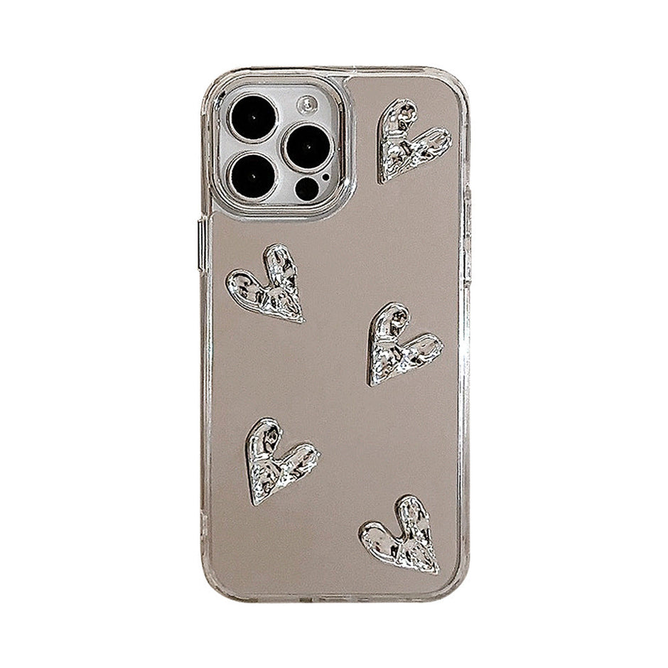 Silver Love Plating Mirror Hard Case for iPhone