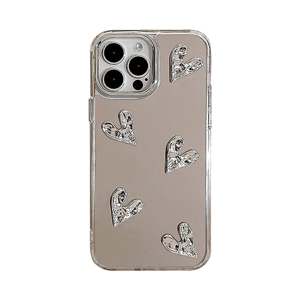 Silver Love Plating Mirror Hard Case for iPhone