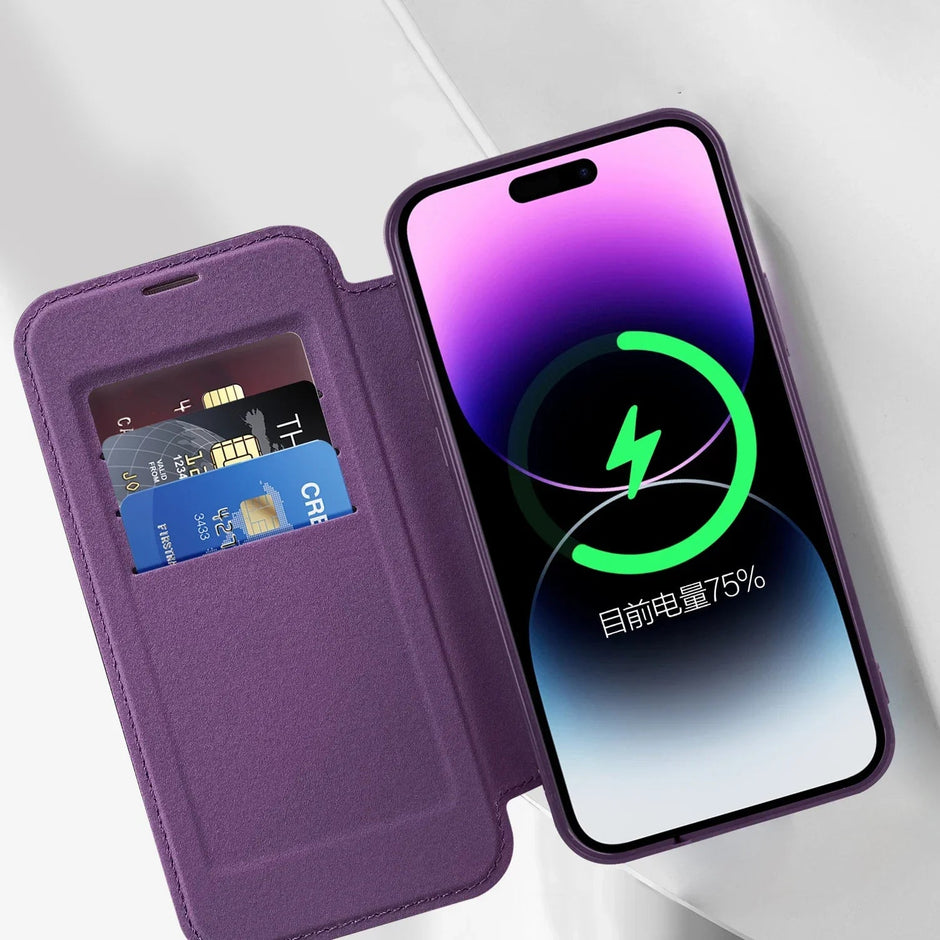 Electroplated Flip Leather Case for iPhone