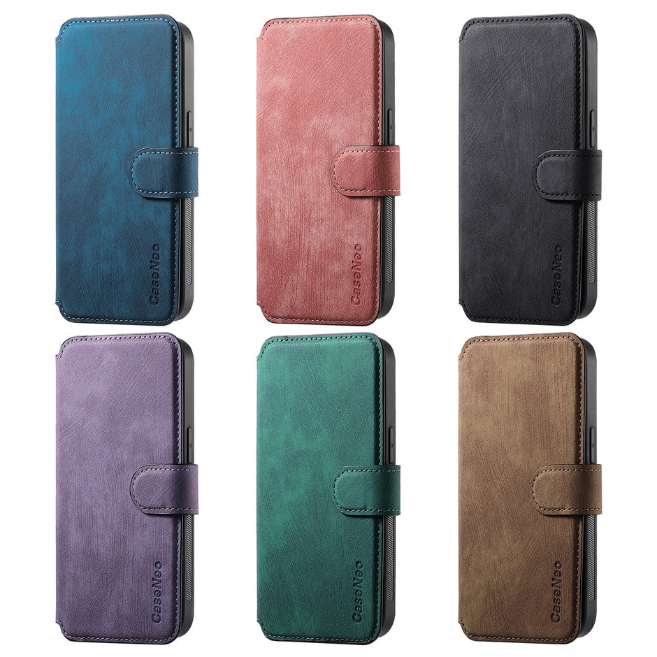 Detachable Tumbled Leather Flip Case for iPhone