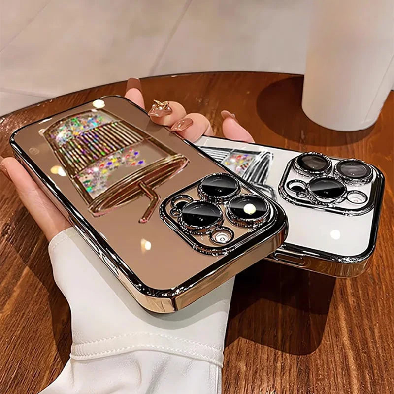 Plating Quicksand Cup Soft Case for iPhone